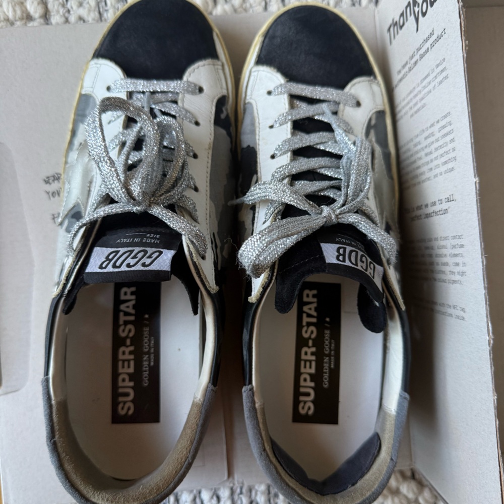 Golden Goose Superstar Sneakers in Black, White, and Gray